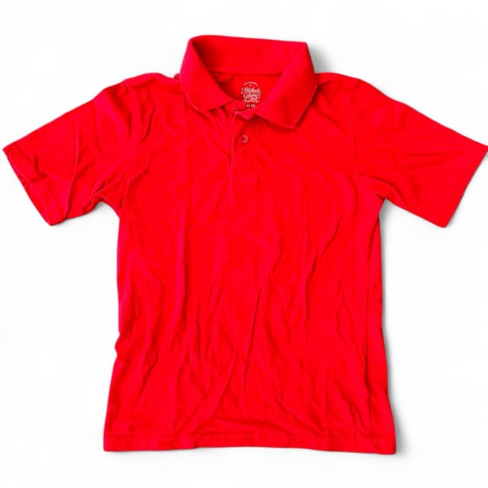 Boys Faded Glory Red Polo 
Relaxed Fit Stretch Size 8